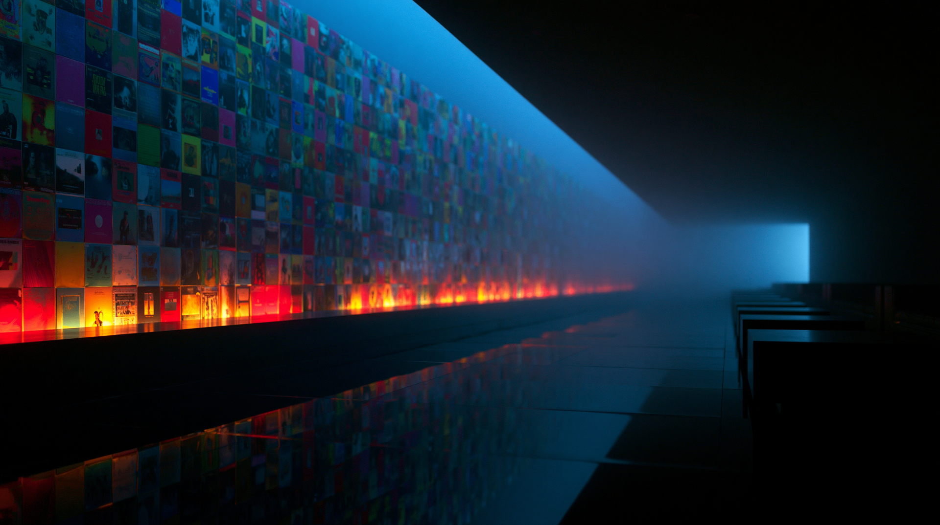 Album-cover corridor at the EDITION